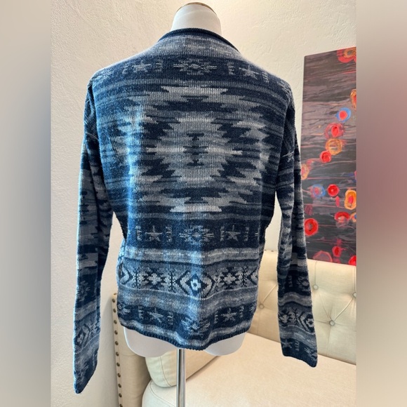 Polo RALPH LAUREN Womens Knit Sweater Blue Aztec Pattern size SP - Picture 3 of 6